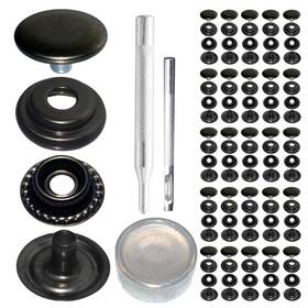 203snaps25 Megoto 25sets 12.5mm Stainless Steel Fastener Snap Press Stud Button Gunmetal Black