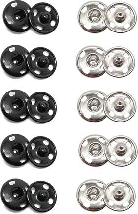 Mak-00a Meikeer 100 Sets Sew On Snaps Sewing For Fabric 10mm Black And Silver