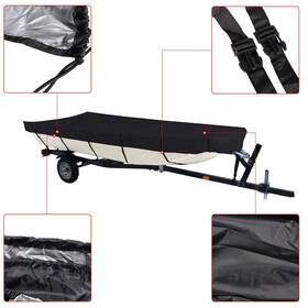 798532 Menbager Waterproof Heavy Duty Black Boat Cover 12ft 56inch For Jon Trailerable