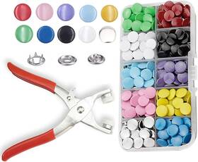 H2-wzk-1 Minestylish 100 Sets Metal Snaps Buttons With Colorful-solid Prong Ring