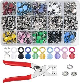 H2-wzk-200 Minestylish 200 Sets Metal Snaps Buttons With Fastener Pliers Press Colorful