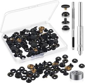 Lh-nkgj-50 Moocci 200pieces 50sets 15mm Snap Fastener Kit Tool Button Snaps Black