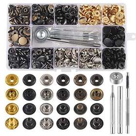 Master-edus31 Msdada 132 Sets Leather Snap Fasteners Kit 12.5 Mm Metal Button Snaps Gold
