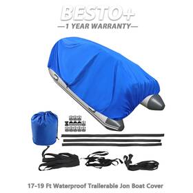 Btp19546p Munirater Dark Blue Boat Cover 17-19 Ft Waterproof Trailerable Fabric 210d V-hull