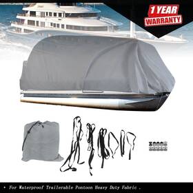 Tur234740i Munirater 21-24ft Gray Boat Cover Waterproof Trailerable Pontoon Heavy Duty Fabric New