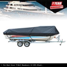Tur275374i Munirater Black Boat Cover V-hull Runabouts Yacht 420d 11-13ft Waterproof Usa