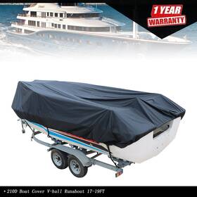 Tur275418i Munirater New 210d Boat Cover V-hull Runabout 17-19ft Black Waterproof 600 290