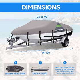 Nova3003536371424 Neverland 14ft-24ft Heavy Duty Boat Cover Fits V-hull Fish&ski All Weather Resistant
