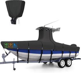 Top-517 Nukugula New 1200d 5-ply T-top Boat Cover For 20-22ft Center Console Motor Straps