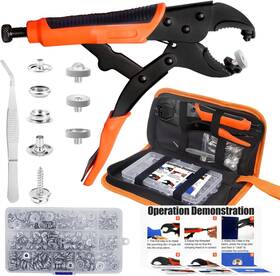 Nv-02 Nvaav 60-set Snap Fastener Tool Kit 15mm Metal Buttons Orange Silver