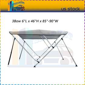 Pt1706181am Pmt2018 Waterproof Pontoon Sun Shade Boat Cover 3 Bow 46 Inch H 85 -90 W 6 Ft Long Gray