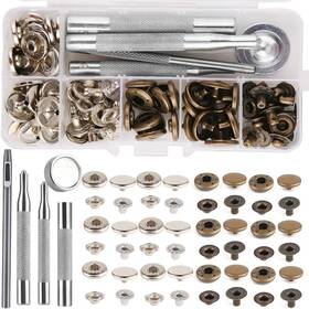 7n939 Qmnnma Leather Snap Fasteners Kit Press Stud Stainless Steel Buttons Green Silver