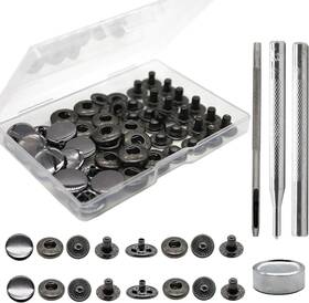Raydodo 048518948759 12 Sets Leather Snap Fasteners Kit 15mm Metal With Tools Black
