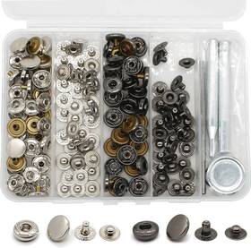 Shk-001-12 Raydodo 40 Sets Heavy Duty Leather Snap Fasteners Kit 12.5mm Metal Mixed