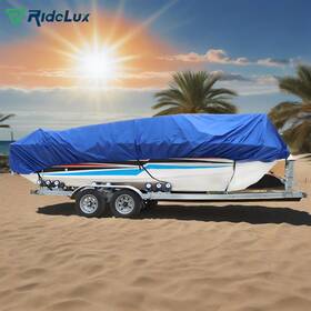 R1761210 Ridelux 17-19ft Waterproof Trailerable V-hull Boat Cover Heavy Duty Fabric Uv Protection