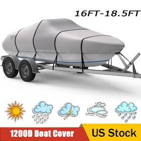 Qx0904h Rvmasking 1200d Waterproof Trailerable Heavy Duty Marine Grade Bass Boat Cover Fits V-hull