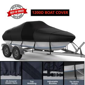 Qx0906b Rvmasking 1200d Boat Cover Waterproof Heavy Duty Marine Grade Fit 20-22ft V-hull