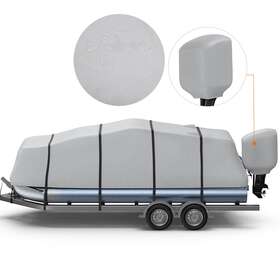 Qx1202h Rvmasking 22-24ft Trailerable 800d Heavy Duty Pontoon Boat Cover Waterproof With Motor