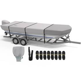 Qx1402h-a08 Rvmasking Jon Boat Cover With Motor 1400d Heavy Duty Front Reinforced M
