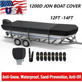 Qx1403b Rvmasking 1200d Waterproof Jon Boat Cover Heavy Duty With Motor
