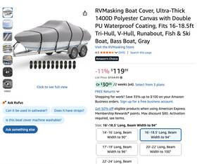 Qx1504h-a08 Rvmasking Ultra-thick 1400d Boat Cover Waterproof Fits 16-18.5ft Boats
