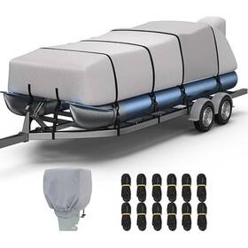 Qx1901h-a08 Rvmasking Reinforced Pontoon Boat Cover 1400d - Fits 17-20ft Up To 102 Inch Beam