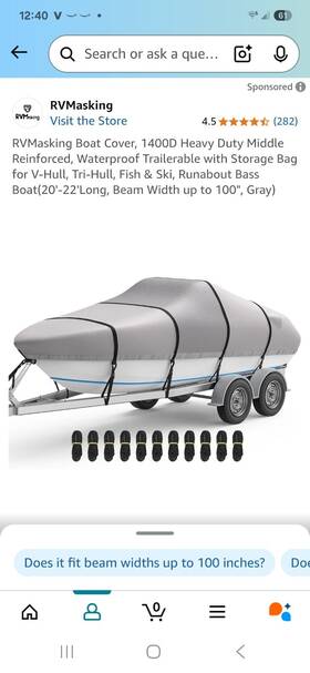 X003kyrc91 Rvmasking Upgraded 1200d Waterproof Boat Cover Heavy Duty Fits V-hull Runabout