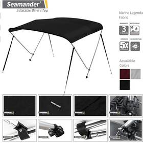 X35.5 Seamander 606829342491 2 Bow Black Bimini Top 51 Inch X45 Aluminum Framepolyestercanopynew