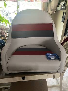 742393 Seat Brand New Toonmate Pontoon Captain Chair Gray/red/charcoal