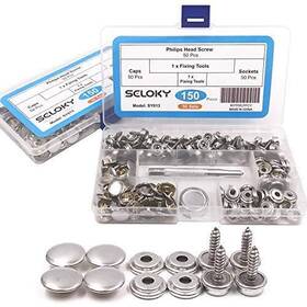 Sy013 Seloky 150 Pcs Snaps Fastener Screw Heavy Duty Metal 50 Sets Brown Silver