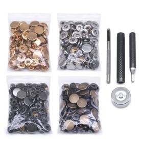 Semini 782940358082 120 Set Leather Snap Fasteners 12.5mm 633# Gold Silver Bronze Gunblack