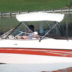 Ov80211v Shademate Bimini Top White Vinyl Fabric And Boot Only 3-bow 6ftl 36 Inch H 73 -78 W