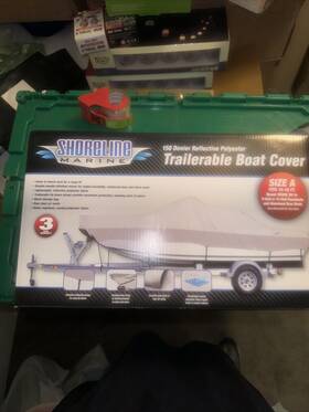 Shoreline Marine 768721558469 By 150 Denier Reflective Polyester Trailerable Boat Cover 14-16