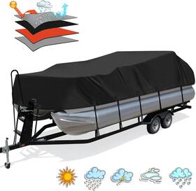 Hgy-18 Solim Trailerable 1200d Pu Heavy Duty Pontoon Boat Cover 16-18ft Marine Grade Waterpr