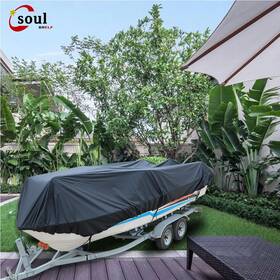 Ss22653 Soulshelf 420d 11-13ft Black Yacht Cover Waterproof Boat V-hull Runabouts