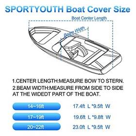 210d Sportyouth 810032073169 Boat Cover 17-19ft Trailerable Boats Waterproof Uv Protection Oxford