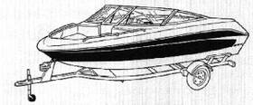 11052 Starr Brand V-hull I/o Boat Cover 18ft 10 Oz Gray Cotton Canvas