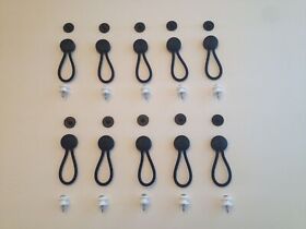 Sp-08bw Stayput 6 5/8inch Black Shock Cord And Fastener 10 Pack With White Knobs #10 Screws