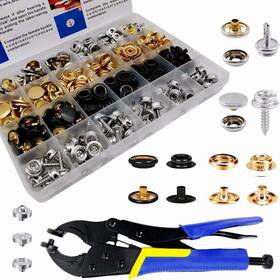 Res-scs-90wt Sunor 90 Sets Snap Button Kit Heavy Duty Fasteners Silver Gold Black