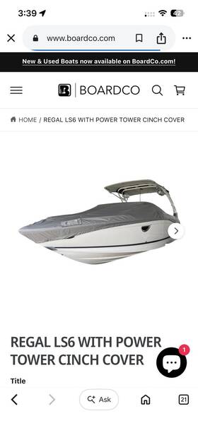 2151974 Taylor Made Regal 2600 Ls6 Mc With Pwr Twr S2 I/o Black Boat Cover 55-aj
