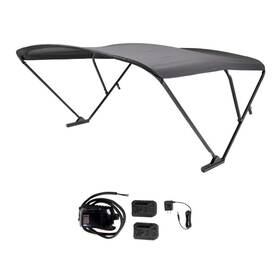 T4v-2021133087 Taylor Made 92-102 Inch Width Black Canvas Anodized Frame Boat Bimini Top With Storage Boot