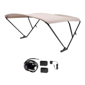 T4v-2021133089 Taylor Made 92-102 Inch Width Beige Canvas Black Anodized Frame Boat Bimini Top With Storage Boot
