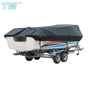 225342 Techme17 Waterproof Boat Cover 17-19ft Trailerable Fishing Ski Bass V-hull Runabout Black