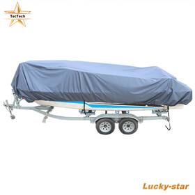 Luc3427401 Tectech Waterproof 17-19ft Gray Boat Cover V-hull Trailerable Fishing Ski Bass 210d