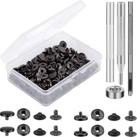 Tlkkue01 Tlkkue 718519389058 50 Sets Leather Snap Fasteners Kit 10mm Black Metal Buttons