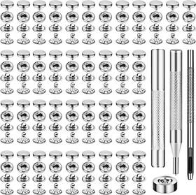 Tlkkue01 Tlkkue 718519389072 50 Sets Leather Snap Fasteners Kit 10mm Silver Metal