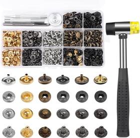 Tlkkue01 Tlkkue 718519389096 120 Sets Leather Snap Fasteners Kit Buttons With Rubber Various