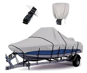 B0f9nfljk9 Tuszom 1200d 100% Waterproof Center Boat Cover Gray 20ft - 22ft L Up To 107 Inch W
