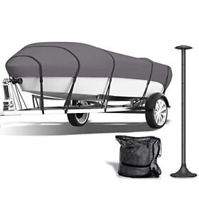 Umbrauto Boat Cover With Support Pole 600d Heavy Duty Waterproof Uv