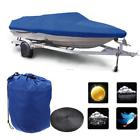 Unbranded Blue 16 17 18 Trailerable Fish Ski V-hull Boat Cover Beam 95 600d Oxford Bag 765629230091